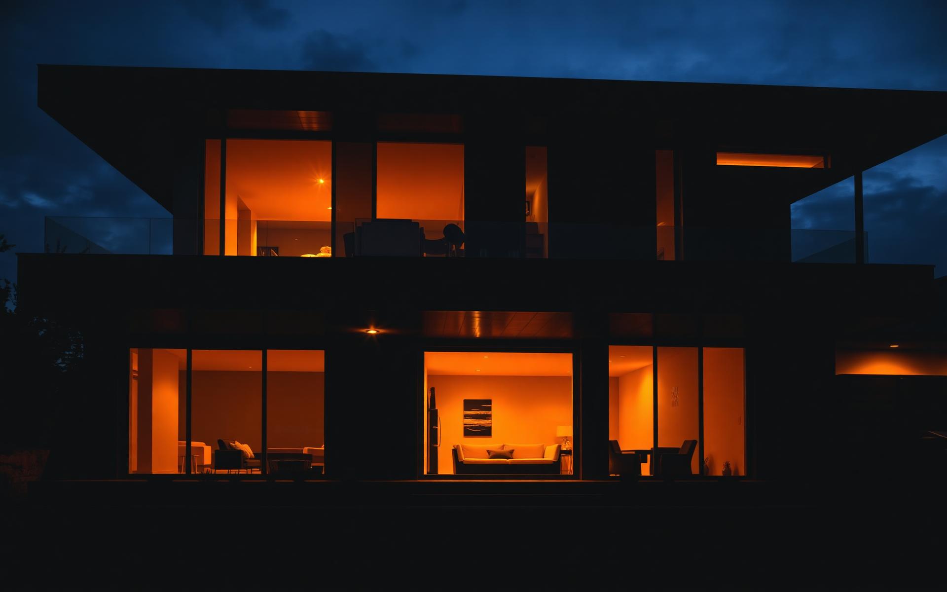 Modern luxury home at dusk